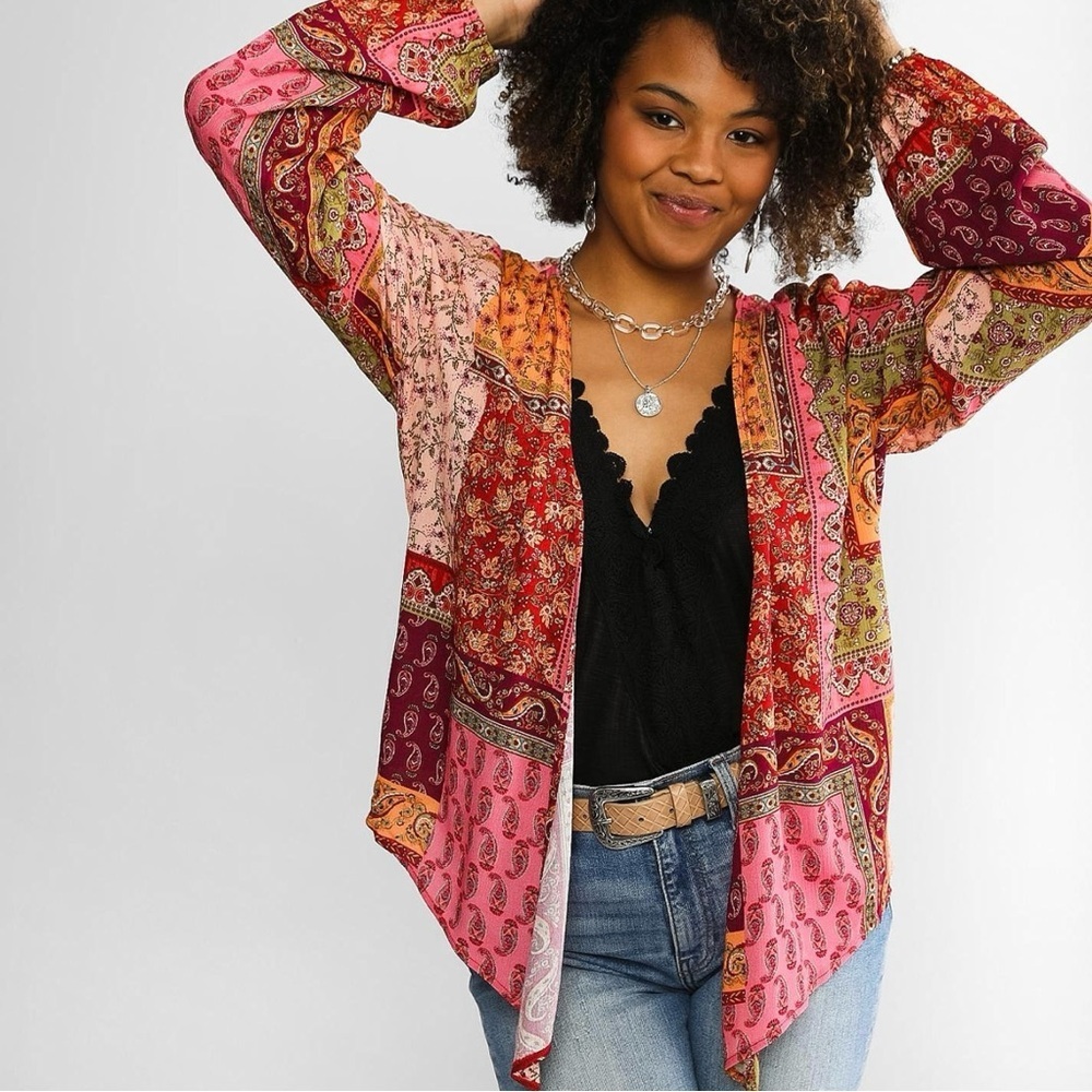Patchwork Pink and Red Women's Sweater